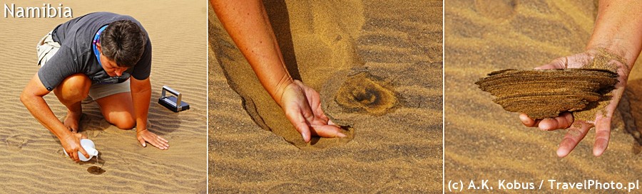 Twardy piasek tworzy warstwy.